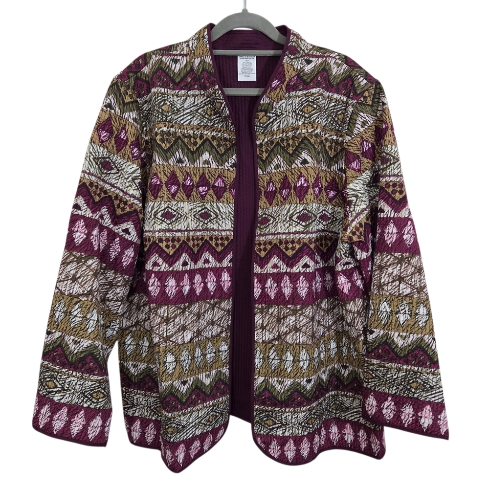 NWT Reversible Quilted Alfred Dunner Calabria Jacket Size 18W Southwestern